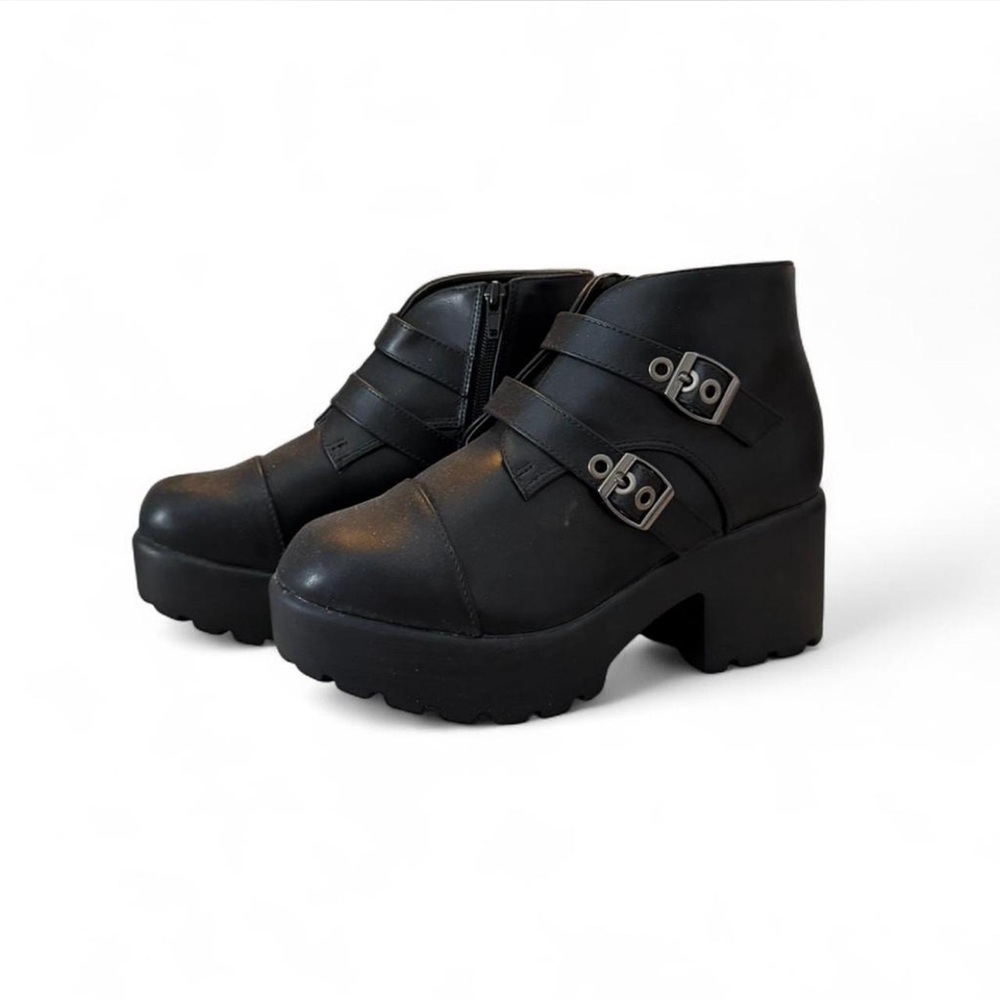 Black Chunky Heel Ankle Boots